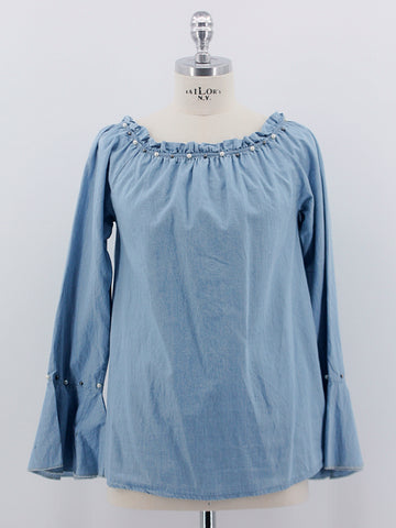 Bluse "Jeans" mit Perlen
