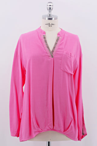 Bluse mit Silberstreifen, pink