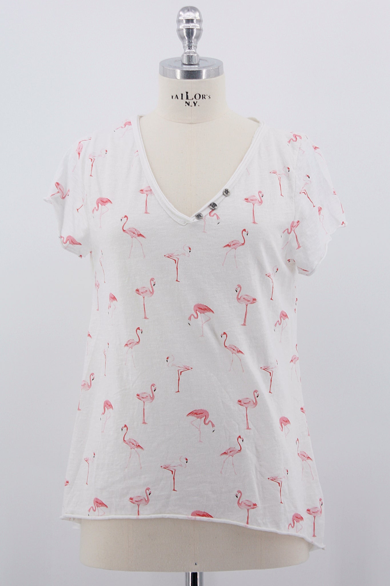 T-Shirt "Flamingo", weiss