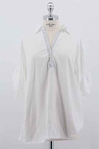 Bluse m. Lurexleiste, weiss