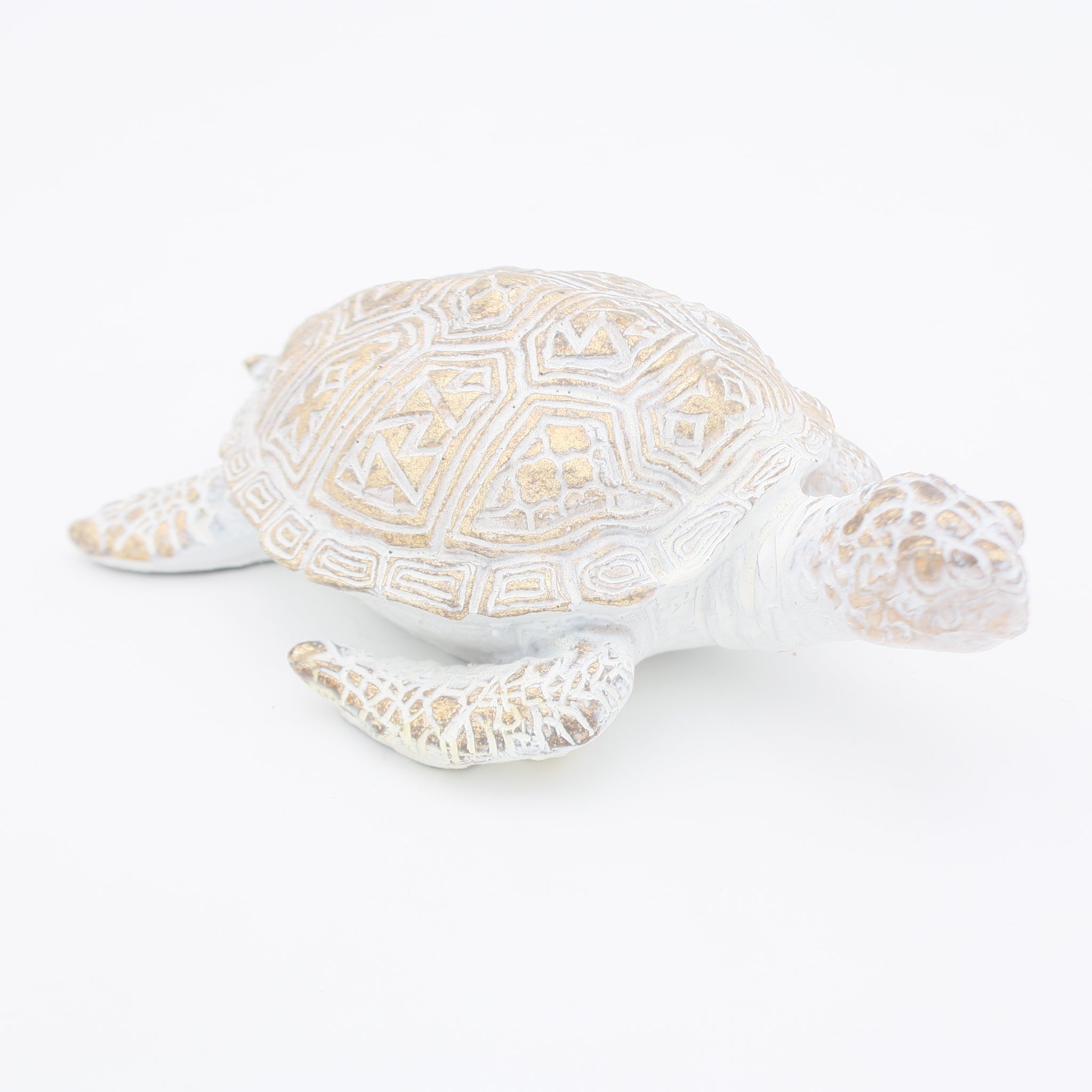 Schildkröte 13cm weiss/gold