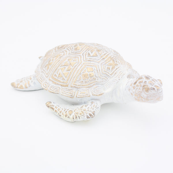 Schildkröte 13cm weiss/gold