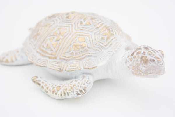 Schildkröte 13cm weiss/gold