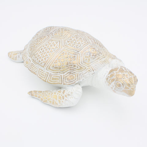 Schildkröte 26cm weiss/gold