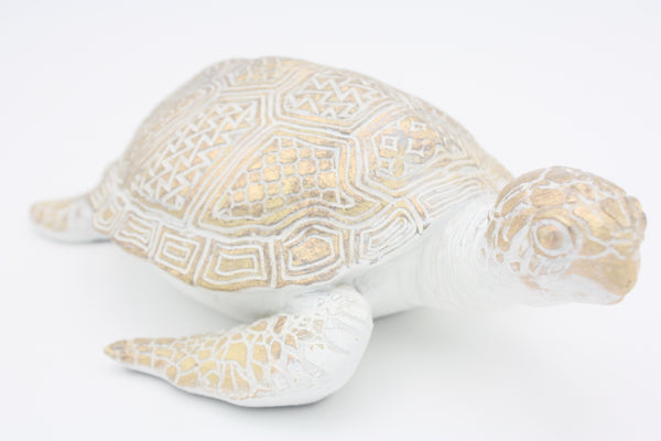 Schildkröte 26cm weiss/gold