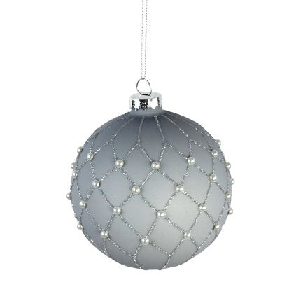 Kugel mit Perlen und Glimmer 10cm