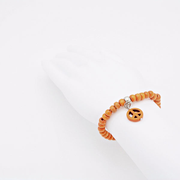 Holz Armband "Peace", orange