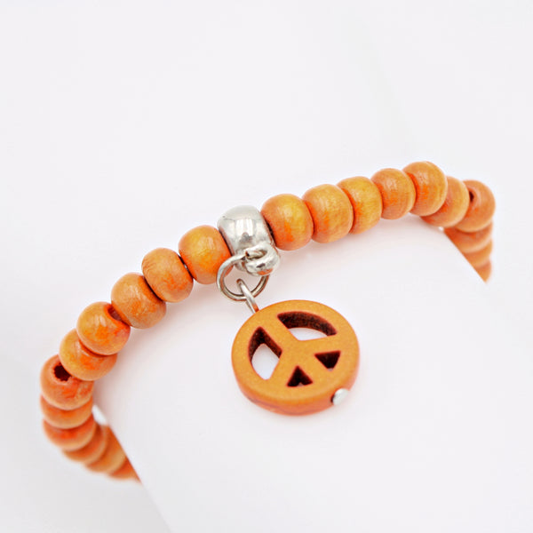 Holz Armband "Peace", orange