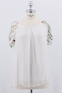 Seidenbluse "Stickerei", weiss