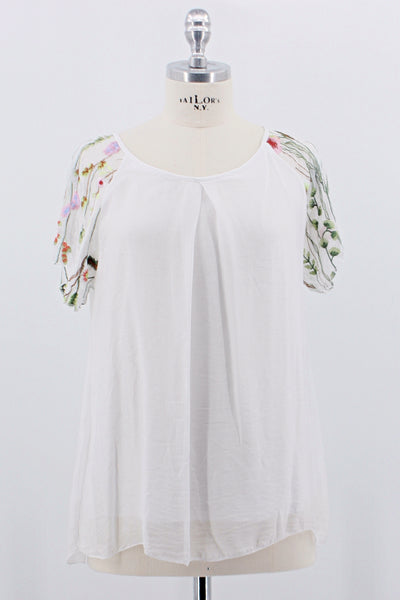Seidenbluse "Stickerei", weiss