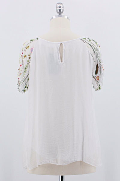 Seidenbluse "Stickerei", weiss