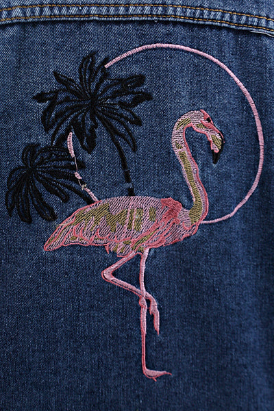 Jeans Jacke "Happy Flamingo" M