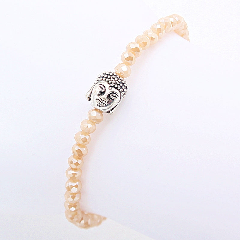 Armband "Buddha" 4mm beige Glitzer