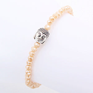 Armband "Buddha" 4mm beige Glitzer