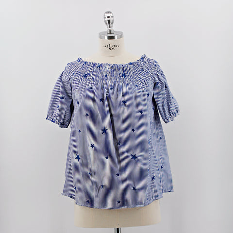 Carmen Bluse "Star", blau