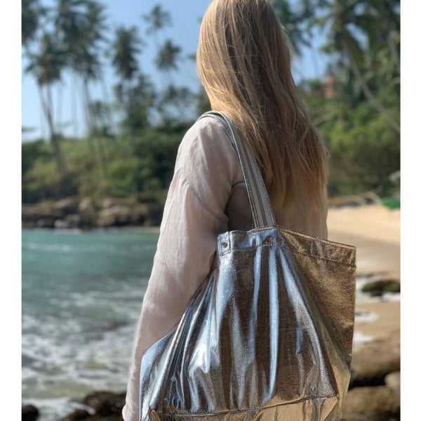 Brasi&Brasi Tasche half stripe silber