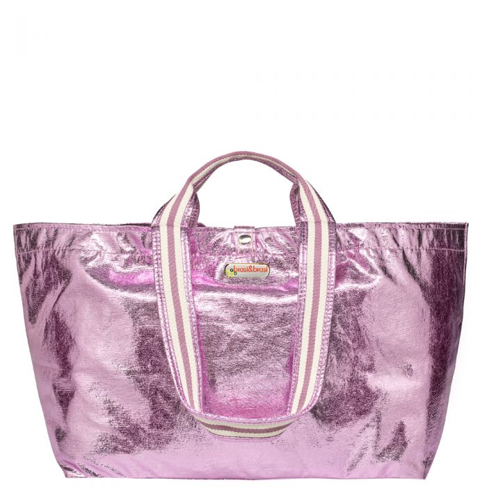 Brasi&Brasi Tasche Medium Glitter half stripe pink