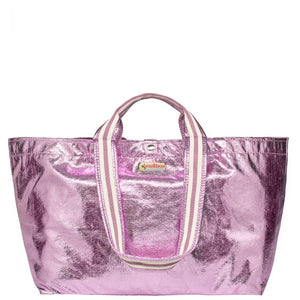Brasi&Brasi Tasche Medium Glitter half stripe pink