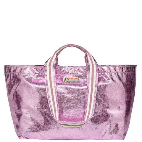 Brasi&Brasi Tasche Medium Glitter half stripe pink