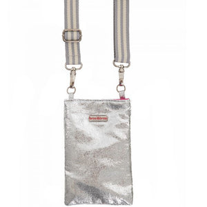 Brasi&Brasi Handy Bag Glitter Stripe silber