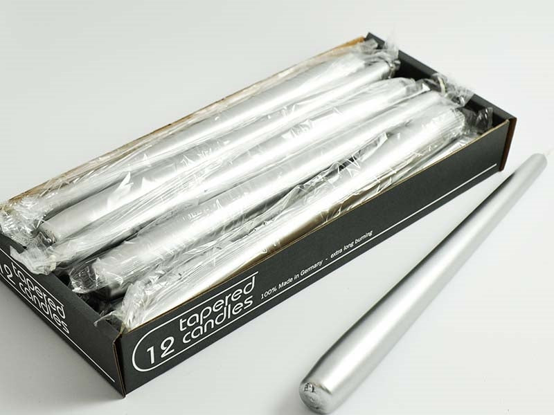 12x Spitzkerze 250/23 silber